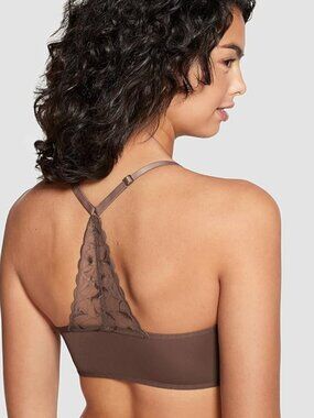 True & Co True Everybody V-Neck Racerback Bra Chestnut Brown Extra Large New